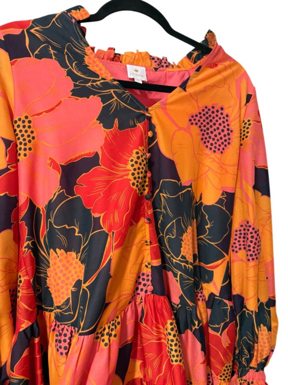 J. Marie Floral V-Neck Long Sleeve Dress - Picture 5 of 8